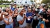 Luis Manuel Otero Alcantara, a Cuban dissident artist, speaks to the media and the members of the Cuban community, in Miami, Florida, U.S., July 18, 2026.