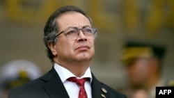 FILE - Colombian President Gustavo Petro attends a military ceremony to swear in the new General Commander of the Military Forces, Admiral Francisco Cubides, at the Jose Maria Cordova Military school in Bogota on July 09, 2024.