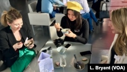 Diners sample vegan dishes at a "Future 50 Foods" tasting at the Pompidou Center in Paris. 