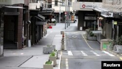 The normally bustling High Street in Auckland’s CBD is largely deserted during a lockdown to curb the spread of the COVID-19 outbreak, New Zealand, Aug. 26, 2021.