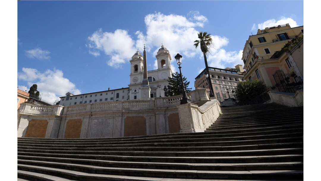 Rome's Spanish Steps are seen empty as Italy tightens measures to try and contain the spread of coronavirus in Italy, March 24, 2020.
