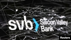 FILE PHOTO: Illustration shows destroyed SVB (Silicon Valley Bank) logo