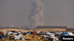 Di dema operasyoneke bejayî ya Îsraîlê de, dîmenek ji kampeke Filîstînîyên awere li bajarê Refah ya li başûrê Kerta Gaza, 26 Sibat 2024.