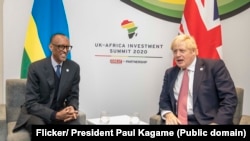  Rais wa Rwanda Paul Kagame akiwa na Waziri Mkuu wa Uingereza Boris Johnson katika mkutano wa uwekezaji baina ya Uingereza na Afrika | London, Januari 20, 2020.