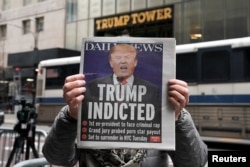 Former U.S. President Donald Trump indicted by a Manhattan grand jury, in New York City