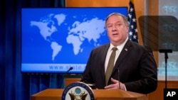 Secretary of State Mike Pompeo speaks during a news conference at the State Department in Washington, Wednesday, June 10, 2020. (AP Photo/Andrew Harnik, Pool)