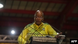 Le président de l'Afrique du Sud, Jacob Zuma, prend la parole lors de la 54ème conférence nationale de l'ANC (African National Congress) à Johannesburg, le 16 décembre 2017.