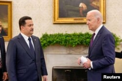 FILE—U.S. President Joe Biden meets with Iraqi Prime Minister Mohammed Shia al-Sudani at the White House in Washington,., April 15, 2024.