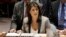 ARCHIVES - L'ambassadrice Nikki Haley prend la parole au Conseil de sécurité del'ONU à New York, le 26 novembre 2018.
