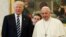 U.S. President Donald Trump stands with Pope Francis during a meeting, May 24, 2017, at the Vatican. 