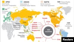 跨太平洋貿易夥伴關係協議達成的12個國家。