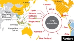 Trans-Tinch okeani hamkorlik shartnomasi dunyodagi eng katta savdo uyushmasi bo’lib, unga 12 mamlakat - Avstraliya, Bruney, Kanada, Chili, Yaponiya, Malayziya, Meksika, Yangi Zelandiya, Peru, Singapur, AQSh va Vyetnam - kiradi 