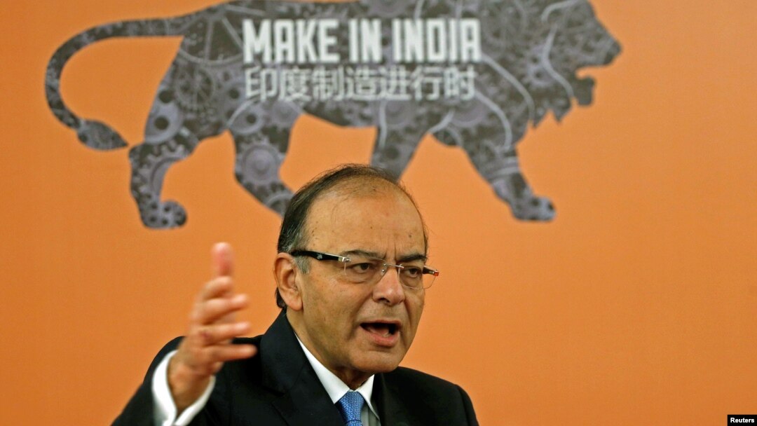 Indian Finance Minister Arun Jaitley speaks at an "Invest in India" forum in Beijing, China, June 24, 2016.