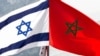 This combination of file pictures created on Dec. 10, 2020, shows a Moroccan flag, right, off the coast of the city of Cayenne on March 21, 2012, and an Israeli national flag on Sept. 23, 2020. 