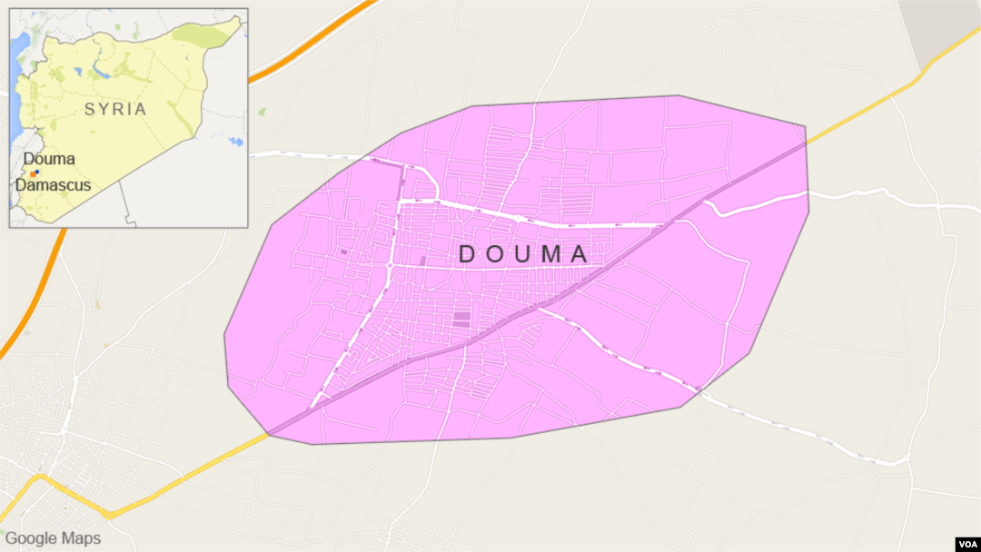 Peta wilayah Douma, Suriah.