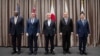 Defense ministers Lloyd Austin of the U.S., Pat Conroy of Australia, Gen Nakatani of Japan, Gilberto C. Teodoro Jr. of the Philippines and Kim Yong Hyun of South Korea pose during an ASEAN meeting in Vientiane, Laos, on Nov. 21, 2024. (South Korean Defense Ministry via AP)