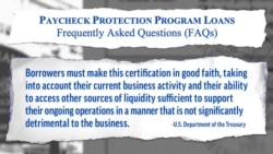 FILE - This graphic shows an excerpt from a U.S. Department of the Treasury Paycheck Protection Program FAQ document.