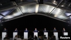 France's President Emmanuel Macron speaks during the closing news conference of the seventh MED7 Mediterranean countries summit, on the Mediterranean Island of Corsica, France, Sept. 10, 2020.