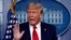 President Donald Trump speaks about the coronavirus in the James Brady Press Briefing Room of the White House, April 8, 2020, in Washington. 