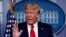President Donald Trump speaks about the coronavirus in the James Brady Press Briefing Room of the White House, April 8, 2020, in Washington. 