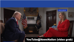 도널드 트럼프 대통령이 2026년 1월 20일 뉴스네이션 진행자 케이티 파블리치와 인터뷰를 진행하고 있다. 