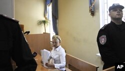 Former Ukrainian Prime Minister Yulia Tymoshenko during a trial hearing at the Pecherskiy District Court in Kiev, July 15, 2011