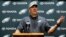 Philadelphia Eagles head coach Doug Pederson speaks to the media before practice at the NFL football team's facility, June 6, 2018, in Philadelphia.
