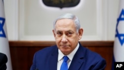 Israel's Prime Minister Benjamin Netanyahu attends the weekly cabinet meeting in Jerusalem, July 14, 2019.