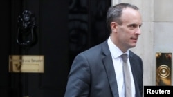 Britain's Secretary of State for Exiting the European Union Dominic Raab leaves Downing Steet, London, Britain, Oct. 9, 2018. 