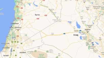 Bản đồ khu vực biên giới Iraq-Syria, nơi vừa diễn ra các cuộc không kích của Mỹ nhắm vào các cơ sở được sử dụng bởi các nhóm dân quân do Iran hậu thuẫn.