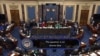 In this image from video, the final vote total of 57-43, to acquit former President Donald Trump of the impeachment charge, incitement of insurrection, in the Senate at the U.S. Capitol in Washington, Saturday, Feb. 13, 2021. (Senate Television via…