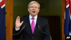 PM Australia Kevin Rudd hari Jumat (30/8) memerintahkan warga Australia agar segera meninggalkan Suriah (foto: dok). 