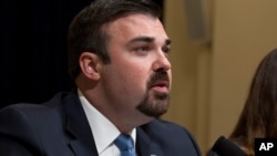 FILE - In this Sept. 26, 2019 file photo, New Jersey Office of Homeland Security and Preparedness Director Jared Maples testifies to House Homeland Security subcommittee hearing on school security at Capitol Hill in Washington.