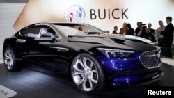 FILE – GM unveils its Buick Avista concept car at the North American International Auto Show in Detroit, Michigan, Jan. 12, 2016. U.S. car sales declined in August, the Commerce Department reports. 