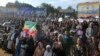 Thousands of people attend a government-supported gathering to protest the recent killing of many Ethiopian Christians in Libya by the Islamic State extremist group, at Meskel Square in Addis Ababa, April 22, 2015. 