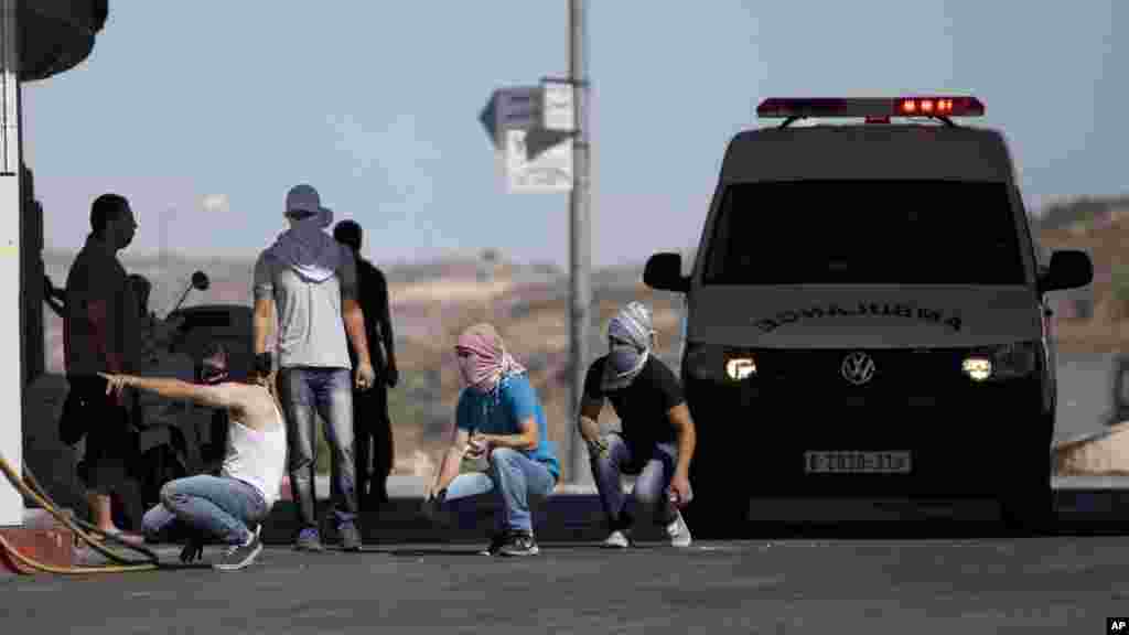 Zanga-zanga da Falasdinawa da Ramallah, West Bank, 25 Yuli 2014.&nbsp;