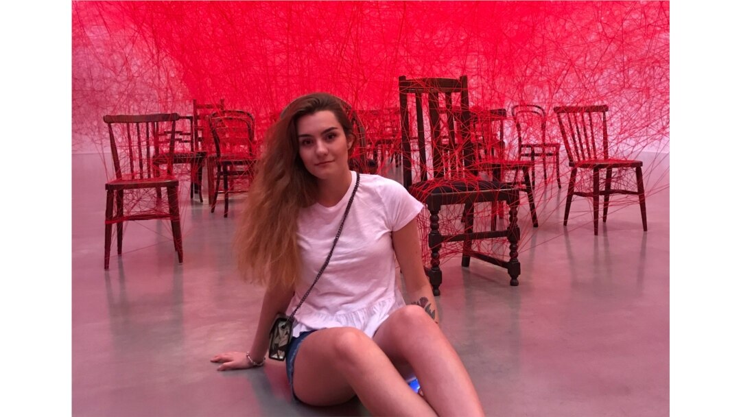 FILE - Student Sofia Sapega is pictured in Gothenburg, Sweden, in this undated photo taken in 2019.