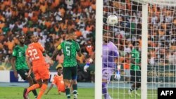 Ivory Coast's forward Sebastien Haller scores a goal during the final of the 2023 Africa Cup of Nations against Nigeria at Alassane Ouattara Olympic Stadium in Ebimpe, Abidjan on February 11, 2024.