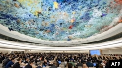 지난달 24일 스위스 제네바 유엔 인권이사회가 열리고 있다.