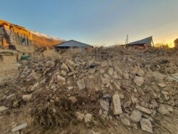 Some of the damage to the village Cevrimtas near the lakeside town of Sivrice where the 6.8 magnitude quake was centered in the province of Elazig. (Mahmut Bozarslan/VOA Turkish)