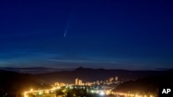The Comet Neowise is seen above Salgotarjan, Hungary, July 10, 2020. 