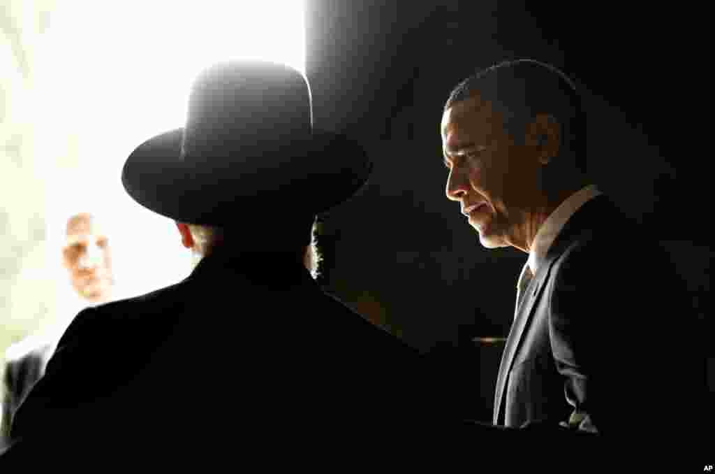 President Obama with Rabbi Israel Meir Lau, left, after visiting the Hall of Remembrance at the Yad Vashem Holocaust Memorial in Jerusalem, Israel, March 22, 2013.