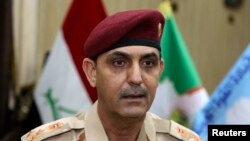 Le général Yahya Rasooli, porte-parole du commandement interarmées irakien, lors d'un entretien avec AP à Bagdad, le 28 mars 2017.