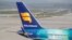 FILE - The logo of Icelandair airlines is seen at the tail fin of a Boeing 757-256 aircraft at Zurich airport, Switzerland, April 16, 2019.