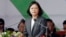 Taiwan's President Tsai Ing-wen delivers a speech during the National Day celebrations in front of the Presidential Building in Taipei, Taiwan, Tuesday, Oct. 10, 2017. 