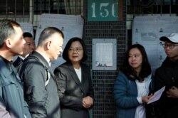 Taiwan President Tsai Ing-wen arrives to cast her vote at a polling station during general elections in New Taipei City, Taipei, Taiwan, Jan. 11, 2020.