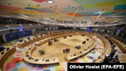 В зале заседания участников саммита ЕС. Брюссель, 24 июня 2021