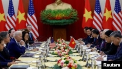 Tổng thống Mỹ Joe Biden trong cuộc họp với Tổng bí thư Đảng Cộng sản Việt Nam Nguyễn Phú Trọng tại Hà Nội vào ngày 10/9/2023.