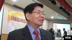 前高官张旭成称民进党执政会考虑放弃现有南海主权主张（美国之音 黎堡拍摄）