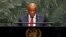Lesotho's Prime Minister Thomas Motsoahae Thabane addresses the 74th session of the United Nations General Assembly, Friday, Sept. 27, 2019.